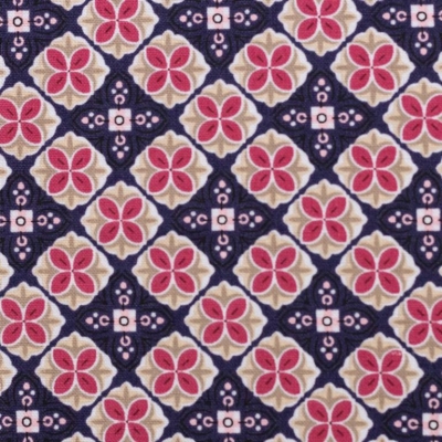 Baumwolle | JULIA Rauten Blumen | lila rosa